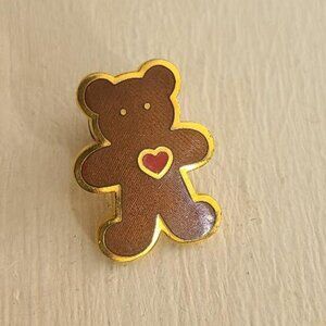 Teddy Bear With A Heart Vintage 1986 Lapel Pin Tie Tack Brooch - Friend Love Pin